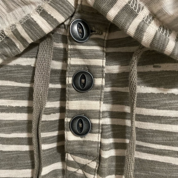 CONVERSE Mens Hoodie Jackets XL Beige Olive Long Sleeve Pullover Pocket Striped. - Picture 8 of 8